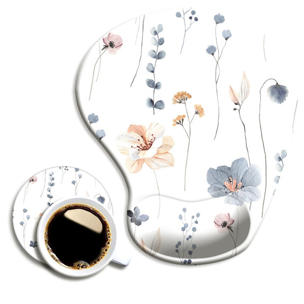 Ergonomic Mouse Pad with Wrist Support and Coaster,Mouse Pads with Non-Slip PU Base for Home Office Working Studying Easy Typing & Pain Relief Beautiful Plants