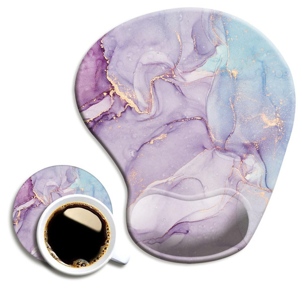 DOOKE Ergonomic Mouse Pad with Wrist Support and Coaster,Mouse Pads with Non-Slip PU Base for Home Office Working Studying Easy Typing & Pain Relief Purple Marbling