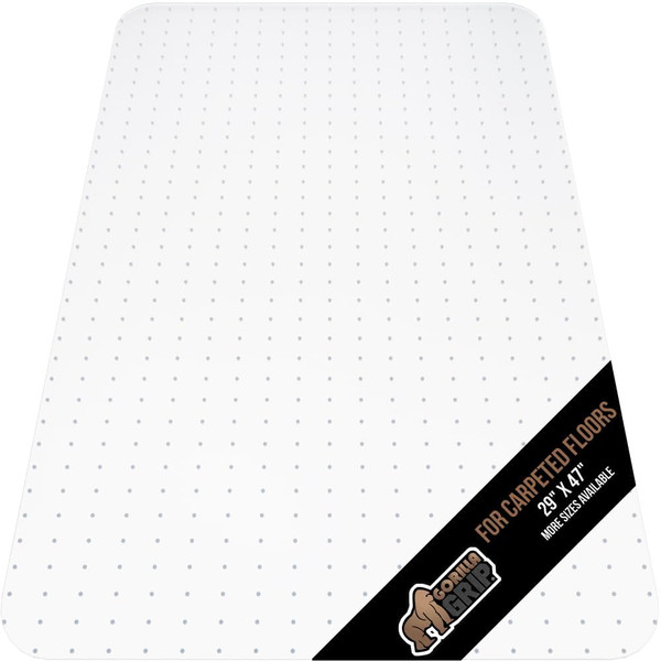 GORILLA GRIP Office Chair Mat for Carpet Floors, Smooth Glide Slip Resistant Under Desk Carpeted Floor Protector, Heavy Duty Plastic Computer Mats for Rolling Work and Gaming Chairs 29x47, Clear