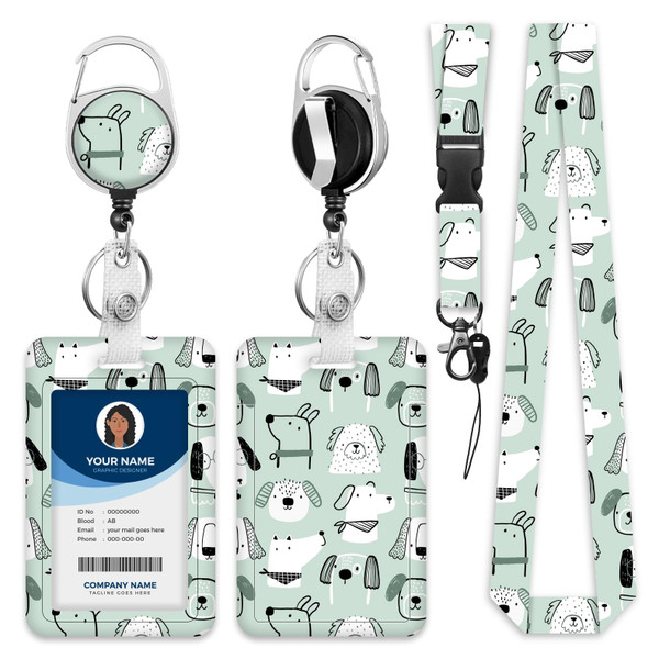 Lanyards for ID Badge Holder for Women Cute, Teacher Lanyard with ID Holder Clip,Retractable Keychain Badge Reel Heavy Duty, Teacher Nurse Work Office Gifts (#7:Dog)