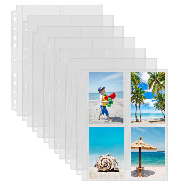 Sooez 30 Pack Heavy Duty Photo Sleeves for 3 Ring Binder (240 Pictures), 3.5x5 Plastic Album Refill Pages, Clear Archival Sleeves, Seed Binder Pages 8.5x11