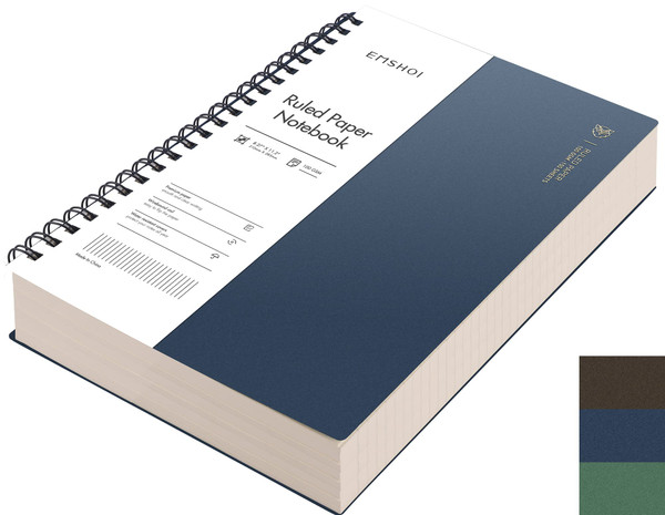 EMSHOI A4 Spiral Notebook College Ruled Lined Journal, 11.2" X 8.27", 300 Pages/150 Sheets, Easy Tear Perforated Pages, 100gsm Thick Paper, Waterproof Softcover, for School Work Writing-Blue