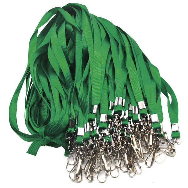 Beebel Lanyard Bulk Lanyards for Id Badges Flat Lanyard with Badge Clip Swivel Hook 50 Pack (Green)