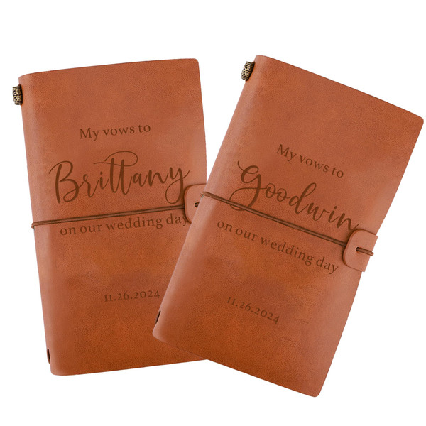 Personalized Wedding Vow Books Set of 2, Bride Groom Gifts for Wedding Day, Engraved Leather Couple Vow Books, Vow Books Set for Her & Him, Hardcover Vow Books, Personalized Wedding Leather Journal