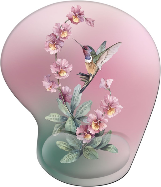 Ergonomic Mouse Pad with Wrist Rest Support, Mousepad with Comfortable Gel Wrist and Non-Slip PU Base for Pain Relief, Computer, Laptop, Office, Home (Hummingbird-1)