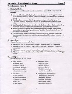 Vocabulary from Classical Roots Tests C