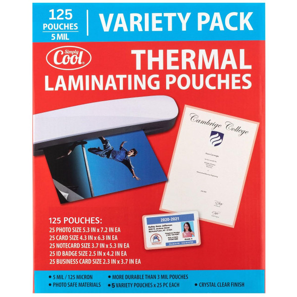 5MIL Thermal Laminating Sheets (125 Count) Photo, Card, Notecard, ID Badge, and Business Card Sizes, Dry-Erase Friendly Laminating Pouches, Compatible with Laminators, Crystal Clear Laminated Finish 5MIL Thermal Laminating Sheets (125 Count) Photo, Card, Notecard, ID Badge, and Business Card Sizes, Dry-Erase Friendly Laminating Pouches, Compatible with Laminators, Crystal Clear Laminated Finish