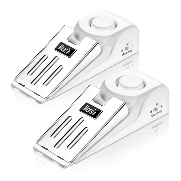Door Stop Alarm, Door Stopper with 120DB Security Alarm, Floor Wedge Doorstop for Travel Apartment Home House (Pack of 2)