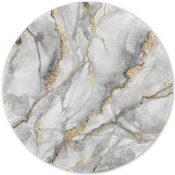 ITNRSIIET Round Mouse Pad with Stitched Edge Premium-Textured Waterproof Non-Slip Rubber Base Desktop Protection Mat Diameter 8.7 inches, Gray Marbling