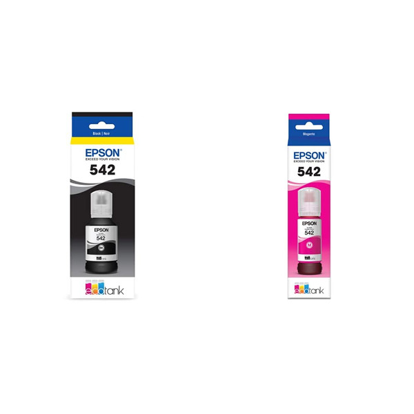 Epson EcoTank Ink Ultra-high Capacity Bottles Black (T542120-S) and Magenta (T542320-S)