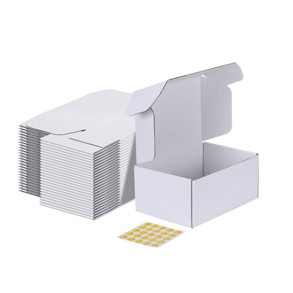 MEBRUDY 9x6x4 Inches Shipping Boxes Pack of 25, White Corrugated Cardboard Box for Mailing Packing Literature Mailer