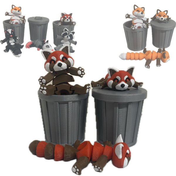Flexi Trash Pets with Trash Can (Red Panda)