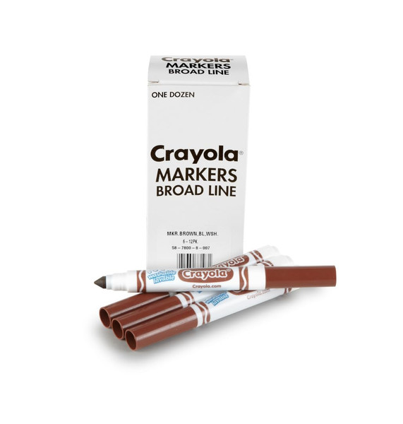Crayola Washable Markers - Brown (12ct), Kids Broad Line Markers, Bulk Markers for Classrooms & Teachers