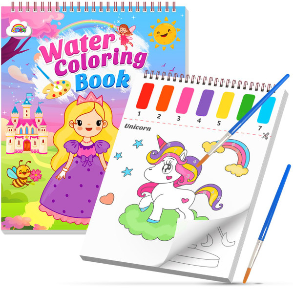 ZMLM Paint with Water Books for Kids - Easter Basket Stuffers Essentials, Mess Free Coloring Activity for Toddlers - Arts & Crafts Gifts Toys for Birthday Boys Girls Ages 4 5 6 7 8 (Princess)