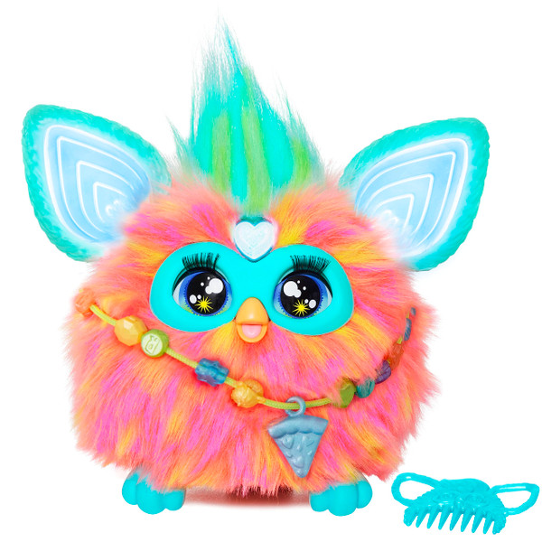 Furby Coral, 15 Fashion Accessories, Interactive Plush Toys for 6 Year Old Girls & Boys & Up, Voice Activated Animatronic