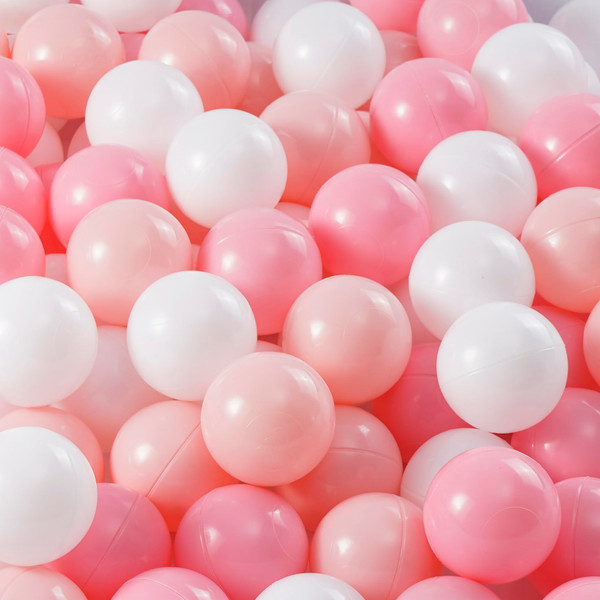 MoonxHome Ball Pit Balls for Kids, 100 pcs 2.15" Thicken Soft Plastic Crush Proof Ball Pit Balls BPA Phthalate Free Toy Ball with 3 Color White Pink Light-Pink