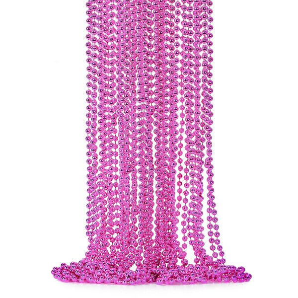 12PCS Bead Necklace, 33" Breast Cancer Awareness Accessories Bead Necklaces Bulk, Mardi Gras Beads Costumes Necklace, Festival Parade Throw Accessory Sets for Gender Reveal Party Events Supplies