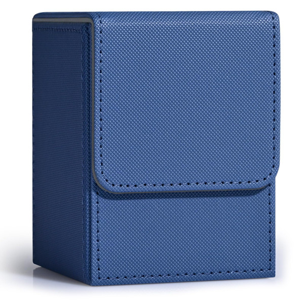 ZLCA Card Deck Box for Trading Cards, MTG YuGiOh Deck Case Holds 100+ Single Sleeved Cards, PU Leather Magnetic Card Storage Box Fits for TCG CCG Magic Game Cards (Blue)