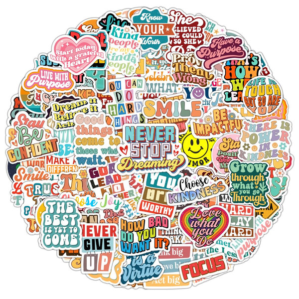 100 Pack Motivational Stickers, Positive Inspirational Decals, Teacher Rewards for Phone Cases, Gifts for Easter Baskets, Water Bottle Stickers for Women, Teens, Kids and Adults (Inspire)