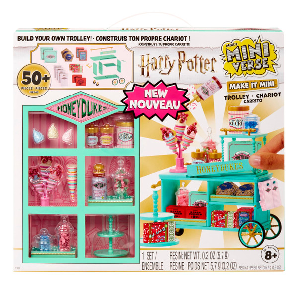 MGA's Miniverse Make It Mini Honeydukes Trolley Harry Potter Mini Collectibles, 50+ Pieces, DIY, Resin Play, Replica Food, NOT Edible, Collectors, 8+