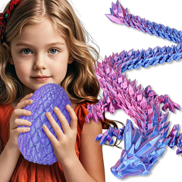 Large Dragon Eggs with Dragon Inside, 3D Printed Surprise Funny Gifts for Kids, Articulated Dragon Fidget Toys for Adults, Executive Desk Toys Office Room Dcor (Shiny Purple)