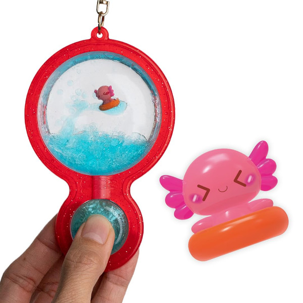 Goonameez, Hand-Held Sensory Toy with Floating Characters, Mesmerizing Water Mix Fidget Toy  Collect All 6 Unique Shapes for Squishy Fun, Perfect Travel Toy! (Happy Axie)