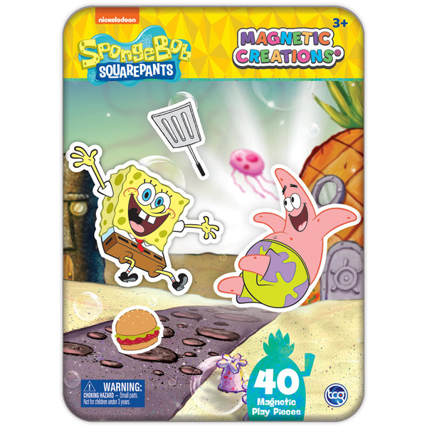 Spongebob Squarepants - Magnetic Creations Tin - Dress Up Play Set - Includes 2 Sheets of Mix & Match Dress Up Magnets with Storage Tin. Great Travel Activity for Kids and Toddlers!