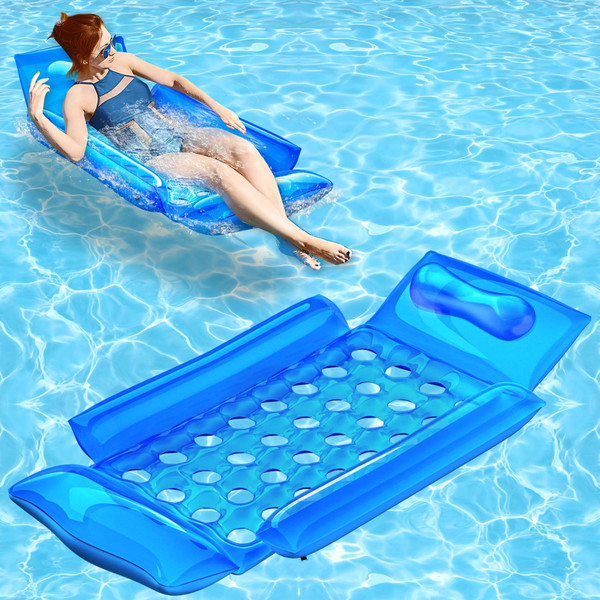 Hipsignal Inflatable Pool Float with Side Cushions, Anti-Tipping Floating Lounger for Adults, Heavy-Duty UV-Resistant Pool Raft for Relaxing in Pool, Beach & Lake-1 Pack