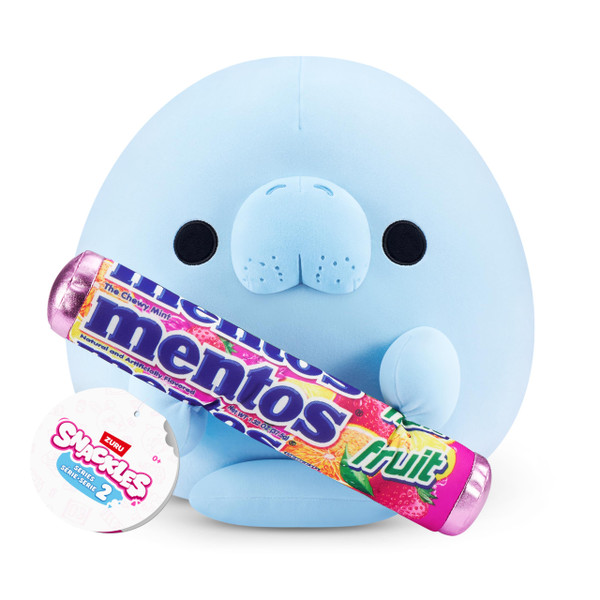 Snackles Series 2 16-inch by ZURU Cuddly Squishy Comfort 16-inch Plush with Licensed Snack Brand Accessory (Sea Cow&Mentos Fruit)