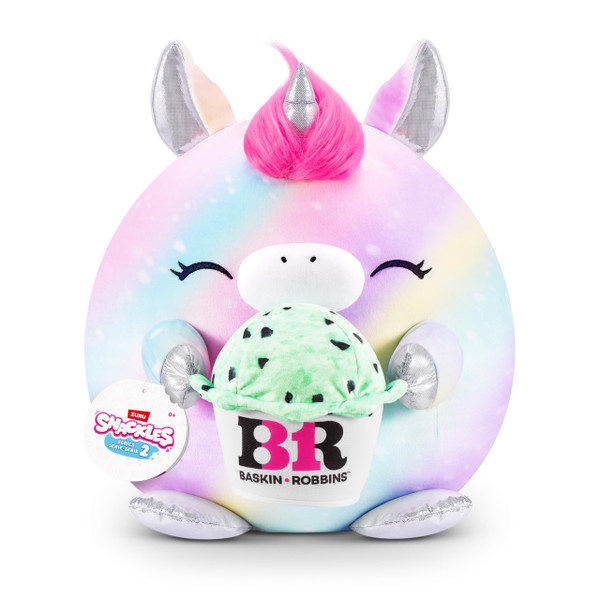 Snackles Series 2 14-inch by ZURU Cuddly Squishy Comfort 14-inch Plush with Licensed Snack Brand Accessory (Unicorn&Baskin-Robbins