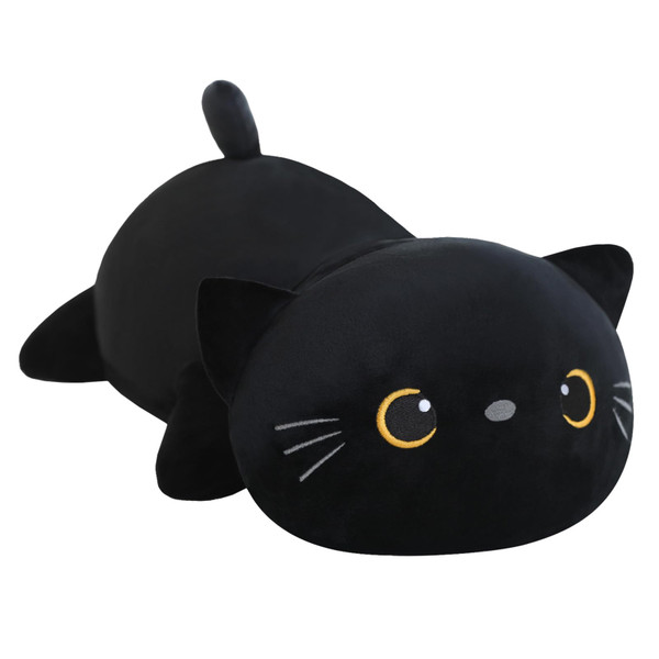 SQEQE Weighted Black Cat Plush, Weighted Black Cat Stuffed Animal for Anxiety, Cute Plushies Soft Pillow Toy Gift for Kids Adults 13.8 Inch, 1.6 Lbs