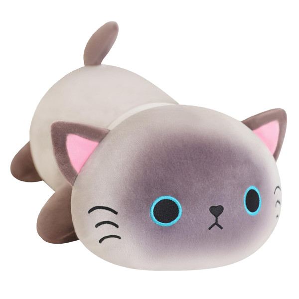 SQEQE Weighted Siamese Cat Plush, Weighted Siamese Cat Stuffed Animal for Anxiety, Cute Plushies Soft Pillow Toy Gift for Kids Adults 23.6 Inch, 3.1 Lbs