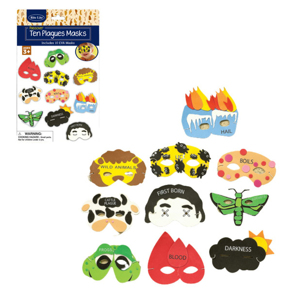 Rite Lite Passover Plague Masks Set of 10 Pesach Seder Decorations Playful Learning Jewish Holiday Party Favors Educational Goodie Bag Rewards