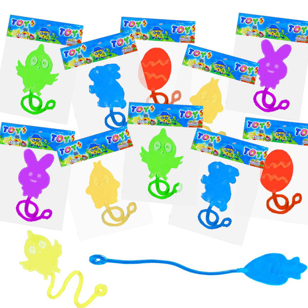 36 Pack Easter Sticky Hands Toys, Bunny Chick Egg Carrot Styles Stretchy Toys Easter Basket Stuffers, Easter Egg Fillers, Party Favors Gifts for Kids Boys Girls