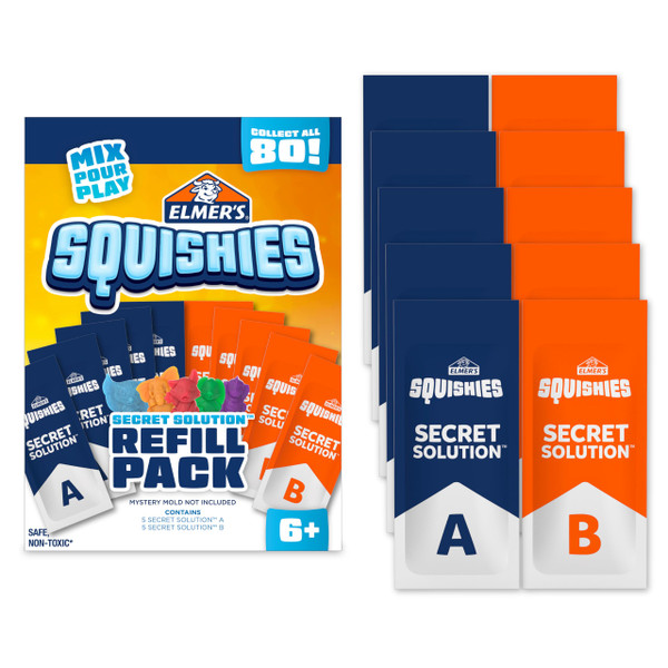 Elmers Squishies Refill Pack, Kids Activity, Creates 5 Additional Mystery Characters, 5 Count