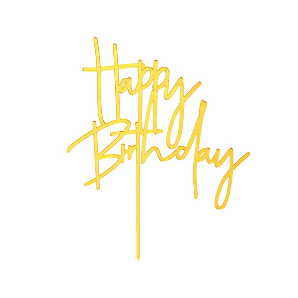 Gold DIY Happy birthday Cake Topper Acrylic Happy Birthday Cake Sign Party Decorations Supplies(Gold 1)