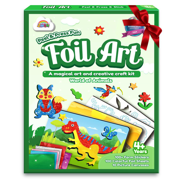 ZMLM Foil Art Kit for Kids - Arts Crafts Fun Mess Free Activity, Gifts for Ages 4 5 6 7 8 9 Girls Boys, Crafts for Kids Creative Birthday Easter Valentines Gifts Toys (Dinosaur & Animal)