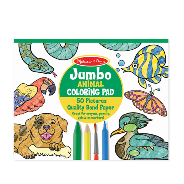 Melissa & Doug Jumbo Coloring Pad (11 x 14 inches) - Animals, 50 Pictures - Animal Coloring Book, Art Paper For Kids Painting And Drawing