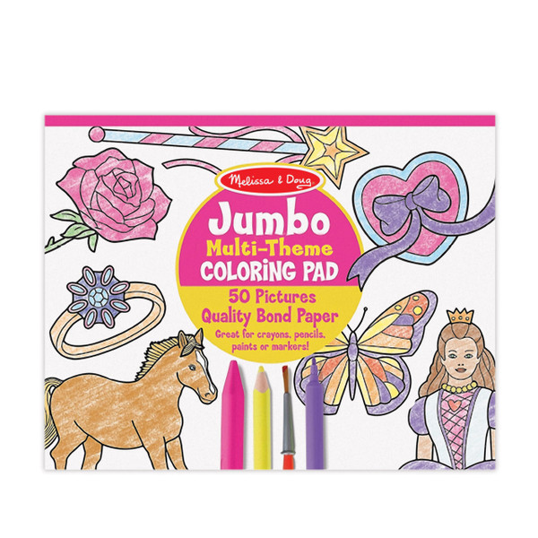 Melissa & Doug Jumbo 50-Page Kids' Coloring Pad - Horses, Hearts, Flowers, and More - FSC Certified