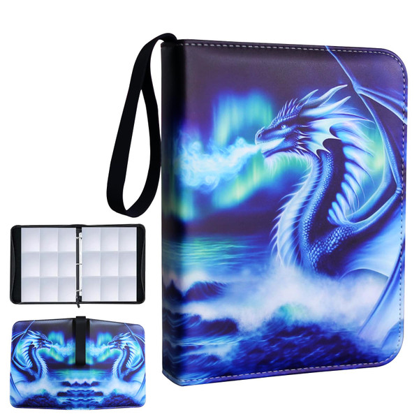 Deluxe Ice Dragon Trading Card Binder 9-Pocket Zipper Binder with 900 Pockets, Ideal for Boys, Girls, and Card Enthusiasts - Collectible Trading Card Albums, Cases & Sleeves