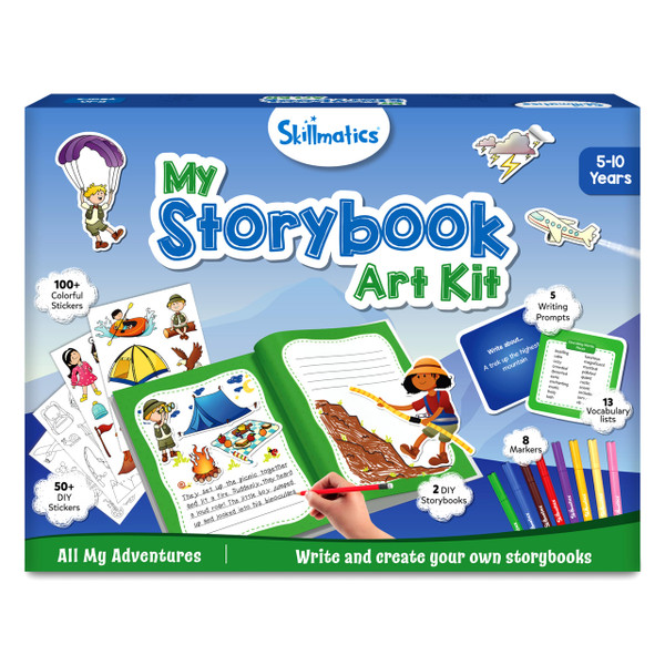 Skillmatics Storybook Art Kit - All My Adventures Art Kit for Kids, Write & Create Adventure Stories, Creative Activity for Boys & Girls, DIY Kit, 300+ Stickers, Gifts for Ages 5, 6, 7, 8, 9, 10