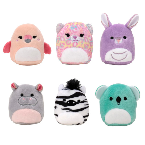 Squishville Mystery Mini-Squishmallows Plush - Wildlife Squad - Six 2-Inch Characters - Includes Michaela and Kiki Plus Four Mystery Figures - Irresistibly Soft, Colorful Plush