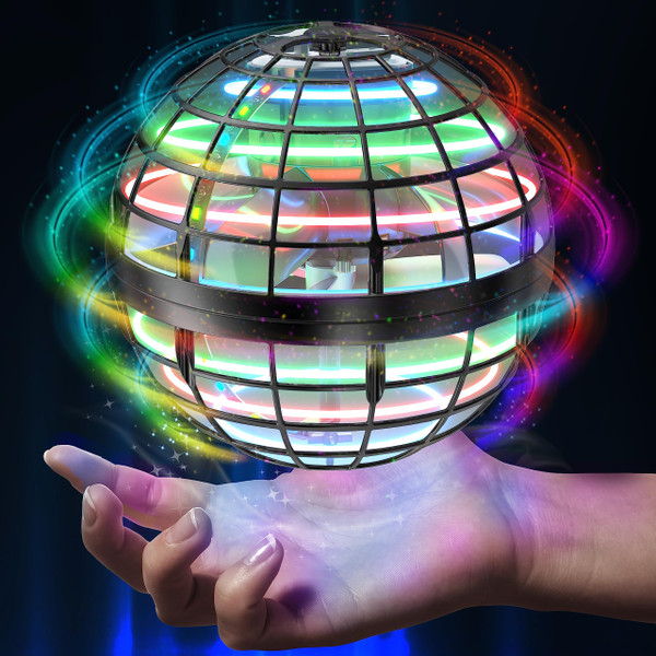 AMERFIST 2024 Flying Orb Ball Toy,Cosmic Globe Boomerang Hover Ball Galactic Fidget Spinner, Hand Drone Orbit, Cool Toys Gift for 6 7 8 9 10+ Year Old Boys Girls Teens Outdoor Toys(Black)