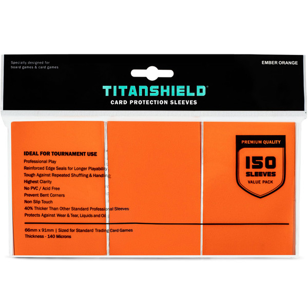 TitanShield (150 Sleeves/Ember Orange) Standard Size Board Game Trading Card Sleeves Deck Protector for MTG, Dropmix
