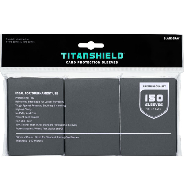 TitanShield Premium Slate Gray 150 Sleeves Standard Size Board Game Trading Card Sleeves Deck Protector for Magic The Gathering MTG, Baseball Collection, Dropmix