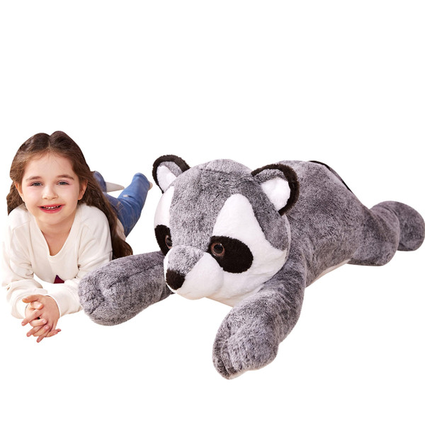 IKASA Giant Raccoon Stuffed Animal Plush Toy,Large Racoon 30" Cute Jumbo Soft Toys,Huge Big Size Plushy Fluffy Fat Oversized Plushie,Gifts for Kids