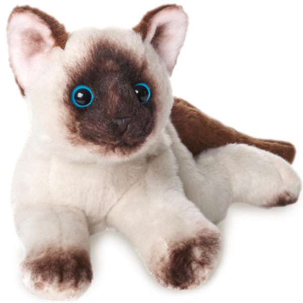 Bearington Collection Lil' Cleo Siamese Cat Plush Toy Stuffed Animals with Ultra Soft Long Fur - Birthday, for Animal Lovers, Cat Owners