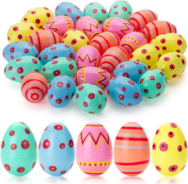 CJYGEGE 3 Inch Jumbo Plastic Easter Eggs 30 Pack - Premium Colorful Fillable Empty Easter Eggs Bulks for Easter Basket Fillers Egg Hunt, Classroom Prize Supplies, Filling Treats and Party Favor