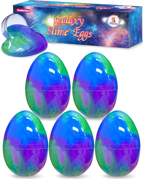 Tonberless 5 Pack Slime Filled Eggs Toys, Prefilled Easter Eggs Basket Stuffers for Teens Kids, Easter Egg Fillers Gifts Party Favors Treats for Teens Boys Girls Toddlers (Blue+Purple+Green)
