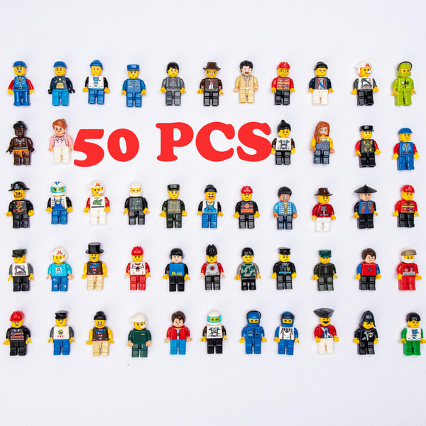 ELECBYTES Minifigures, Minifigs, Action Figure, Mini Figure Toy, MINIFIG People,Minifigures Building Bricks, Mystery Pack (Random 50 Minifig Included)